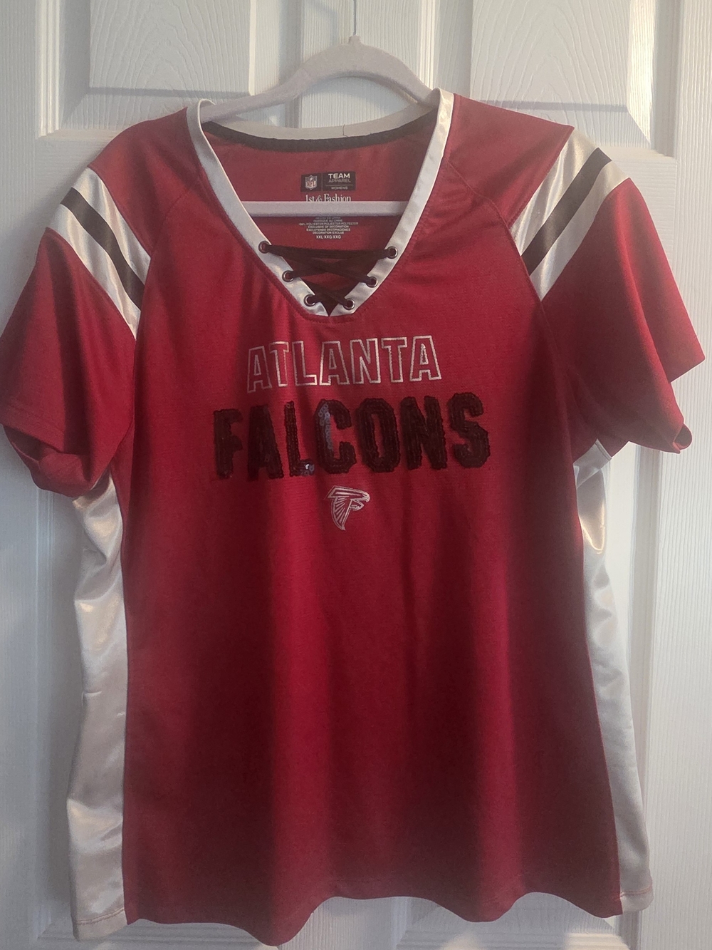 Atlanta Falcons Womens XXL Lace-Up Football Shirt NFL - Red
